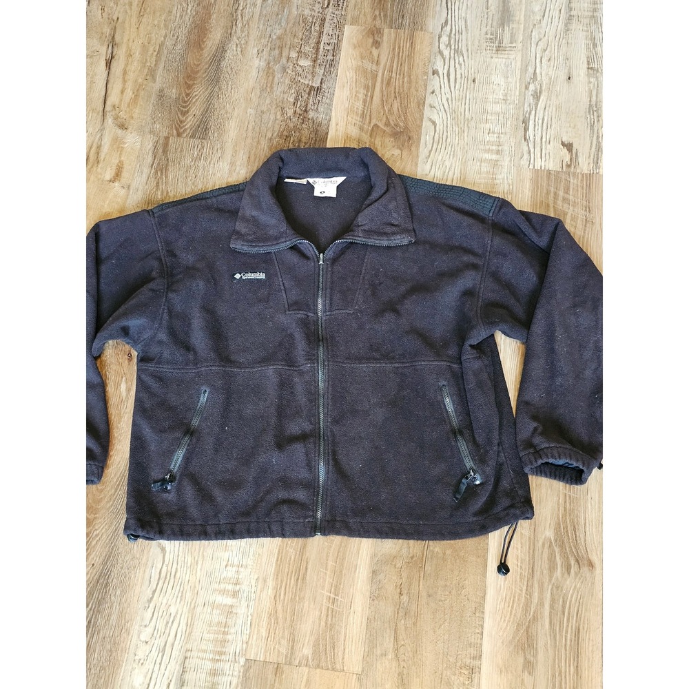 Columbia Mens Full Zip‎ Fleece Jacket Black XL Outdoor Hiking Layering Coat